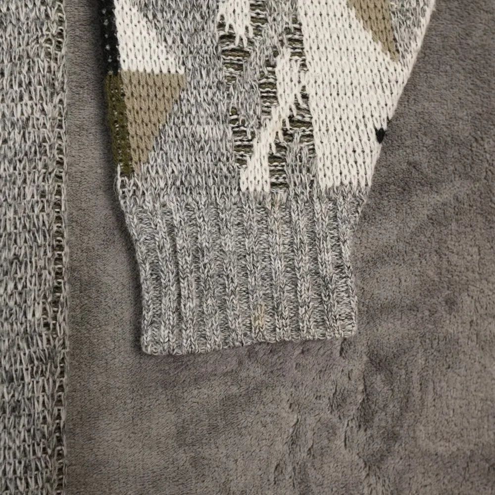 Vtg Cooper Sweater Mens Extra Large‎ White Gray Geoetric Wool Canada Birds Eye